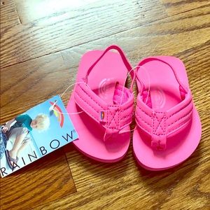 Hot Pink Toddler Rainbow Flip Flops with Strap